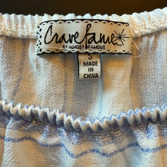 Crave Fame Blue and White Ruffle Tank Top Size Small - Picture 6 of 6